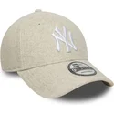 beige-gebogener-snapback-9forty-melton-wool-cap-der-new-york-yankees-mlb-von-new-era