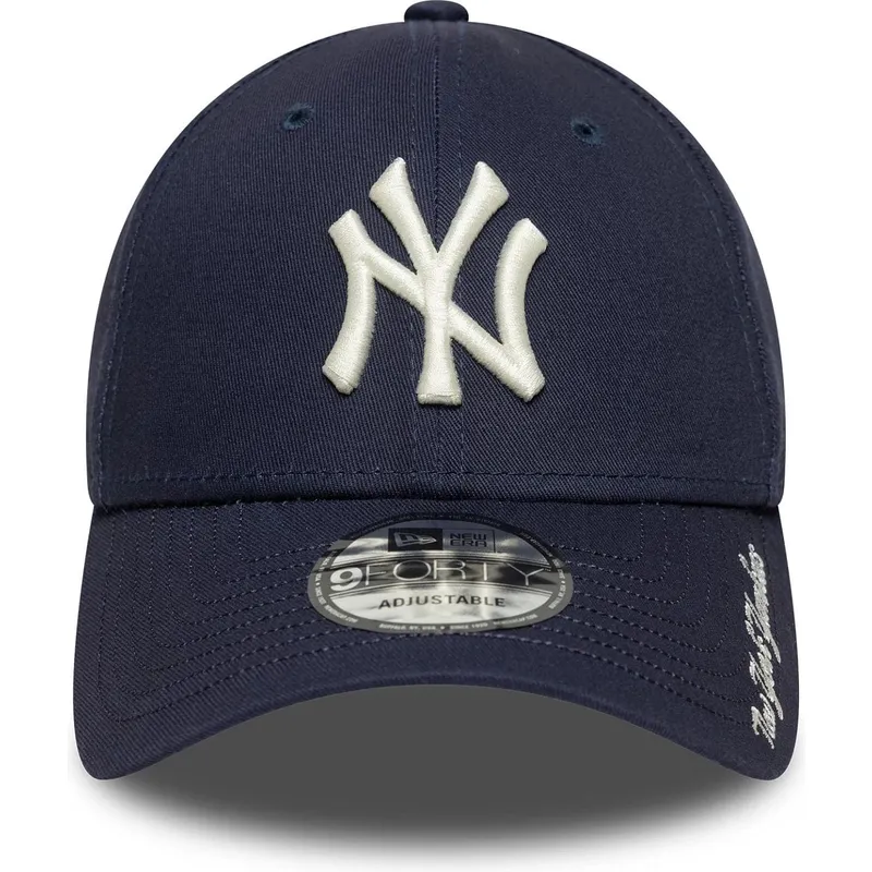 marineblaue-verstellbare-curved-cap-9forty-visor-script-der-new-york-yankees-mlb-von-new-era