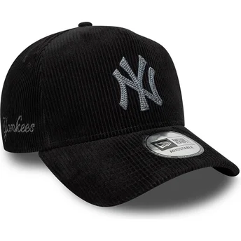 New Era New York Yankees MLB 9FORTY E Frame Cord verstellbare schwarze Kappe mit gebogenem Schirm