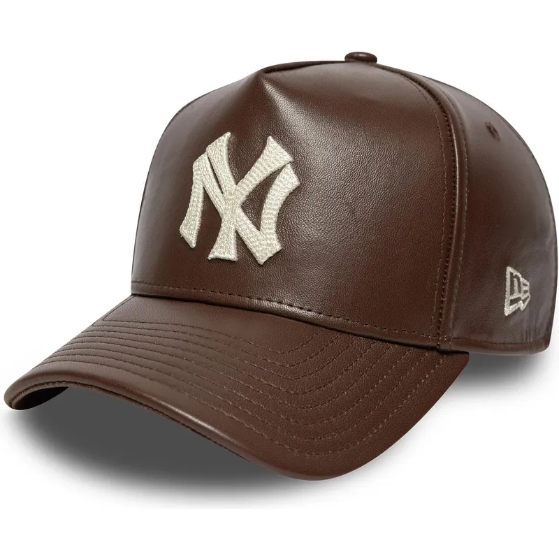 braune-verstellbare-curved-cap-9forty-e-frame-img-leather-der-new-york-yankees-mlb-von-new-era