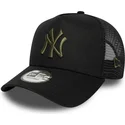 schwarze-trucker-cap-mit-grunem-logo-a-frame-league-essential-der-new-york-yankees-mlb-von-new-era