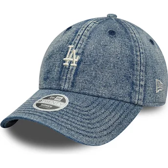 Verstellbare blaue Damen-Baseballkappe 9TWENTY Denim Los Angeles Dodgers MLB von New Era