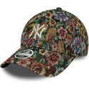 mehrfarbige-gebogene-verstellbare-damenkappe-9twenty-floral-der-new-york-yankees-mlb-von-new-era