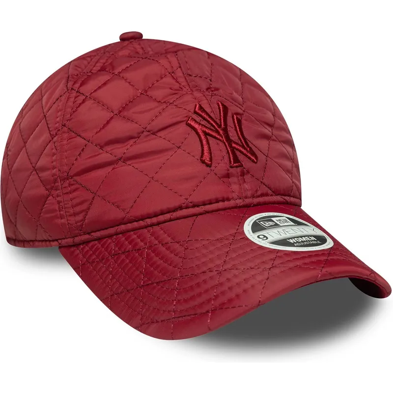 rote-verstellbare-curved-cap-fur-damen-mit-rotem-logo-9twenty-padded-der-new-york-yankees-mlb-von-new-era