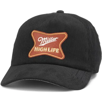 Schwarze gebogene Snapback-Kappe Miller High Life Roscoe Cord von American Needle