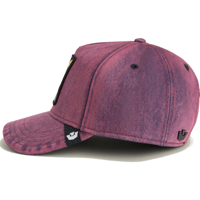 rote-gebogene-denim-kappe-snapback-katze-menace-rail-bird-the-showdown-the-farm-von-goorin-bros