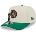 beige-und-grune-gebogene-snapback-kappe-9fifty-a-frame-precurved-hardwood-classics-der-boston-celtics-nba-von-new-era