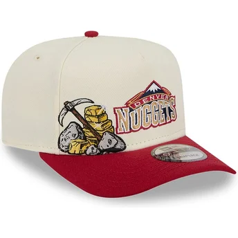 New Era 9FIFTY A Frame Precurved Hardwood Classics Snapback Kappe in Beige und Rot der Denver Nuggets NBA