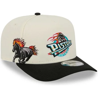 Beige und schwarze gebogene Snapback-Kappe 9FIFTY A Frame Precurved Hardwood Classics der Detroit Pistons NBA von New Era
