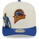 beige-und-blaue-gebogene-snapback-kappe-9fifty-a-frame-precurved-hardwood-classics-von-golden-state-warriors-nba-von-new-era