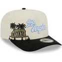 beige-und-schwarze-gebogene-snapback-kappe-9fifty-a-frame-precurved-hardwood-classics-der-los-angeles-lakers-nba-von-new-era