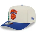 beige-und-blaue-gebogene-snapback-kappe-9fifty-a-frame-precurved-hardwood-classics-der-new-york-knicks-nba-von-new-era