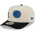 beige-und-schwarze-snapback-kappe-9fifty-a-frame-precurved-hardwood-classics-der-orlando-magic-nba-von-new-era