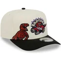 beige-und-schwarze-gebogene-snapback-kappe-9fifty-a-frame-precurved-hardwood-classics-der-toronto-raptors-nba-von-new-era
