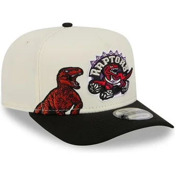 Beige und schwarze gebogene Snapback-Kappe 9FIFTY A Frame Precurved Hardwood Classics der Toronto Raptors NBA von New Era