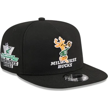 Schwarze Snapback-Kappe 9FIFTY A Frame Hardwood Classics der Milwaukee Bucks NBA von New Era