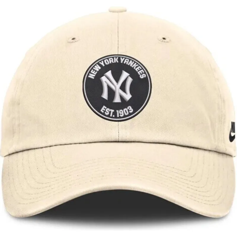 beige-verstellbare-kappe-club-unstructured-organic-cotton-der-new-york-yankees-mlb-von-nike