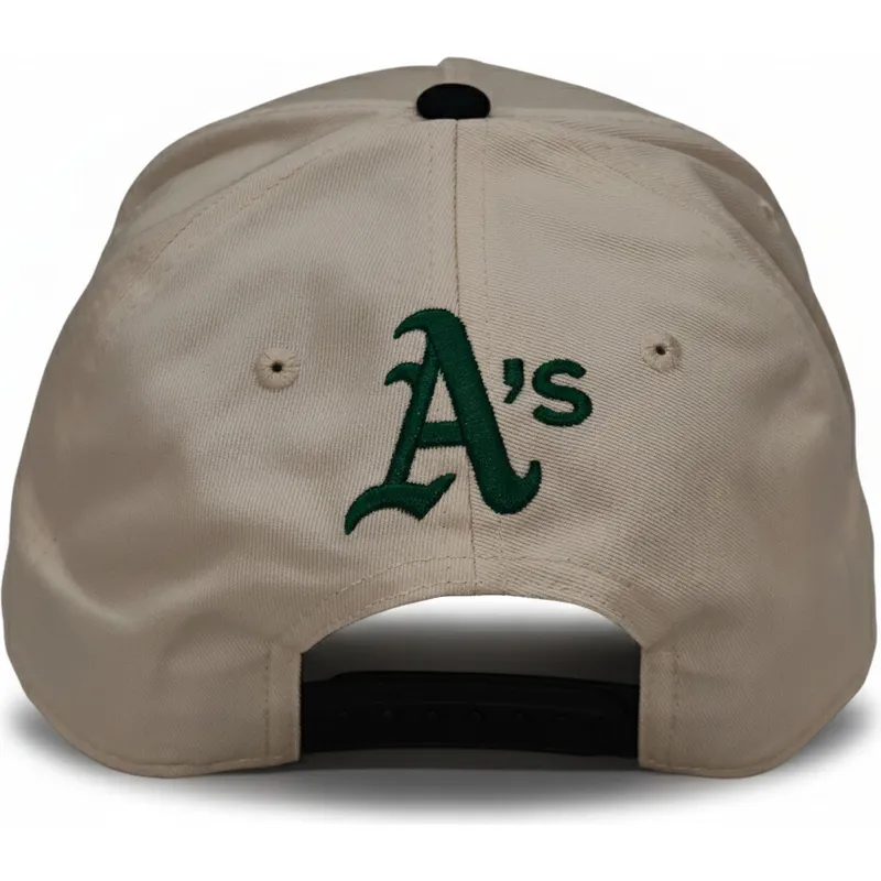 beige-und-schwarze-gebogene-snapback-kappe-rise-structured-der-oakland-athletics-mlb-von-nike