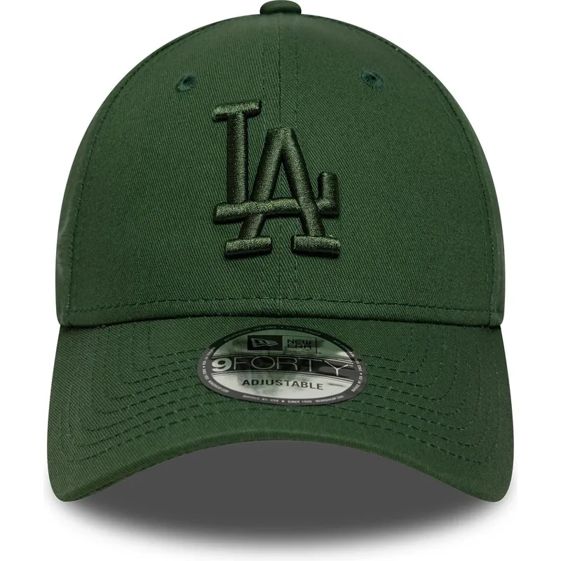 grune-verstellbare-curved-cap-mit-grunem-logo-9forty-league-essential-der-los-angeles-dodgers-mlb-von-new-era