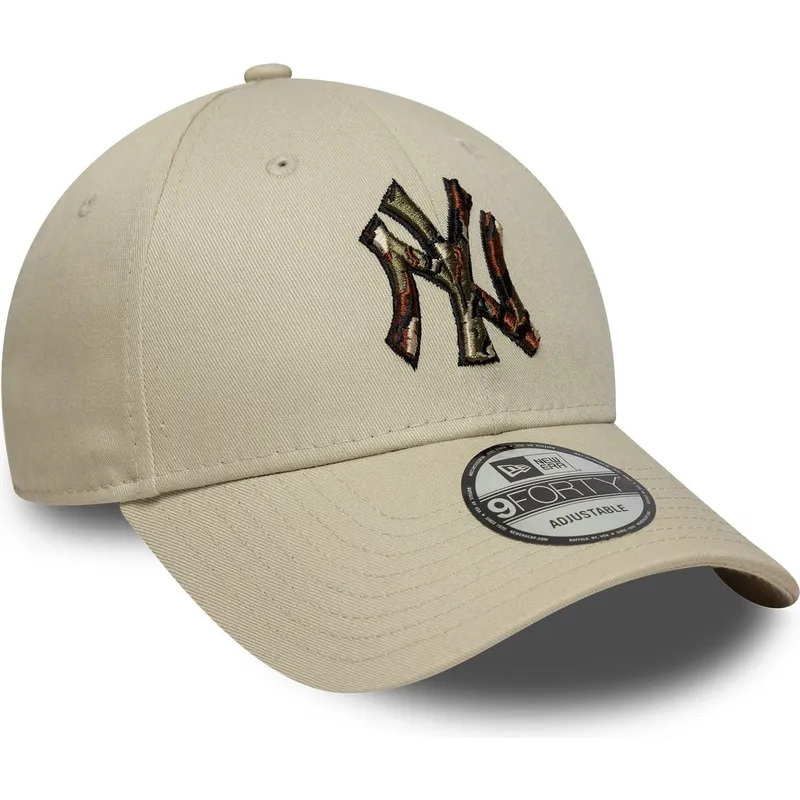 beige-gebogene-verstellbare-kappe-9forty-camo-infill-der-new-york-yankees-mlb-von-new-era