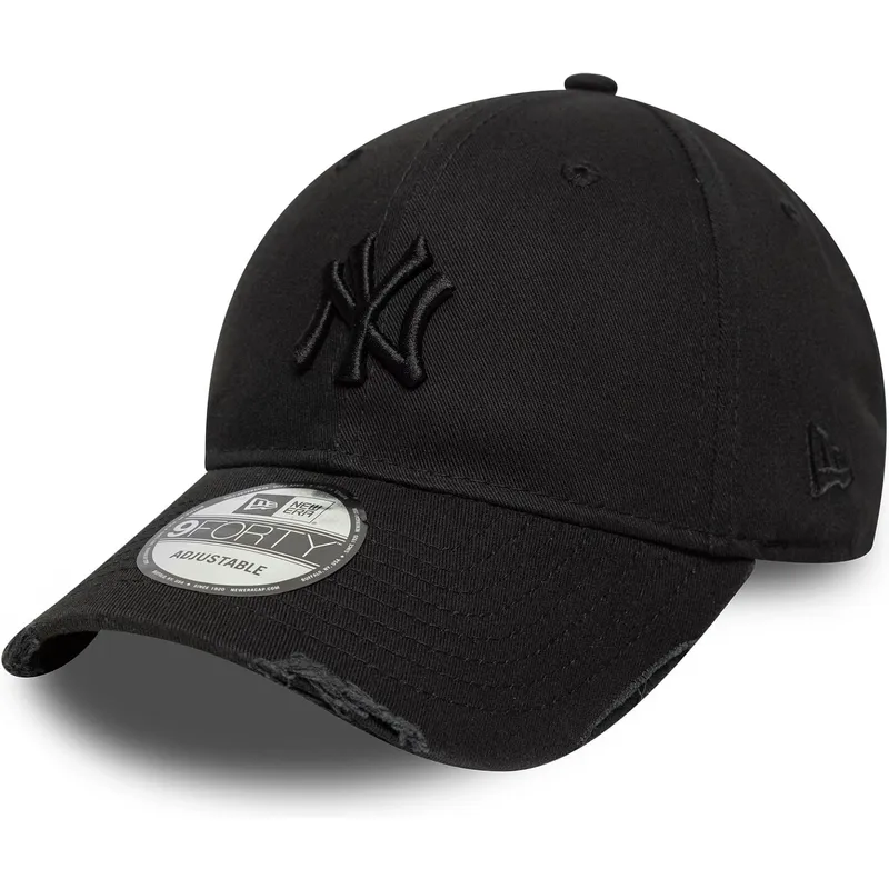 schwarze-verstellbare-curved-cap-mit-schwarzem-logo-9forty-wash-distress-der-new-york-yankees-mlb-von-new-era