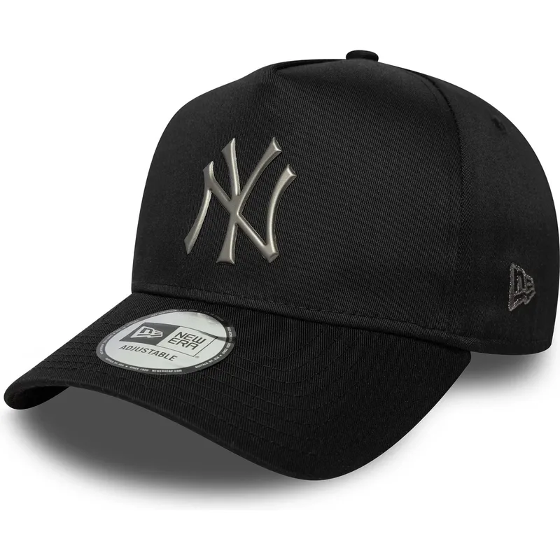 schwarze-gebogene-snapback-kappe-9forty-e-frame-metallic-der-new-york-yankees-mlb-von-new-era