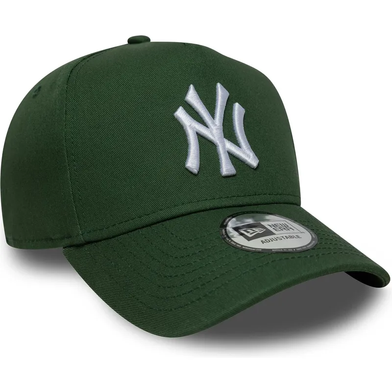 grune-gebogene-snapback-kappe-9forty-e-frame-league-essential-der-new-york-yankees-mlb-von-new-era