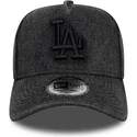schwarze-gebogene-snapback-kappe-9forty-e-frame-denim-der-los-angeles-dodgers-mlb-von-new-era