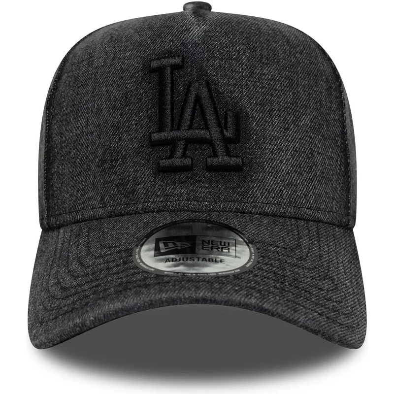 new-era-curved-brim-9forty-e-frame-denim-los-angeles-dodgers-mlb-black-snapback-cap
