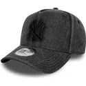 new-era-curved-brim-9forty-e-frame-denim-new-york-yankees-mlb-black-snapback-cap