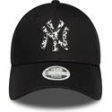 schwarze-verstellbare-curved-cap-fur-damen-9forty-animal-infill-der-new-york-yankees-mlb-von-new-era