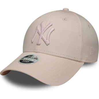 Gebogene rosa verstellbare Kappe mit rosa Logo für Damen 9FORTY Metallic Logo von New York Yankees MLB von New Era