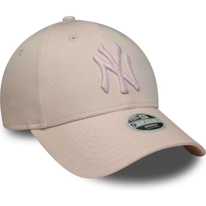 gebogene-rosa-verstellbare-kappe-mit-rosa-logo-fur-damen-9forty-metallic-logo-von-new-york-yankees-mlb-von-new-era