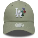 hellgrune-gebogene-verstellbare-damenkappe-9forty-floral-icon-der-los-angeles-dodgers-mlb-von-new-era