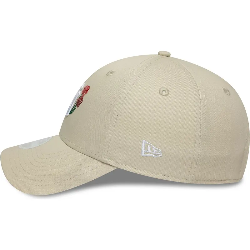 beige-verstellbare-curved-cap-fur-damen-9forty-floral-icon-der-new-york-yankees-mlb-von-new-era