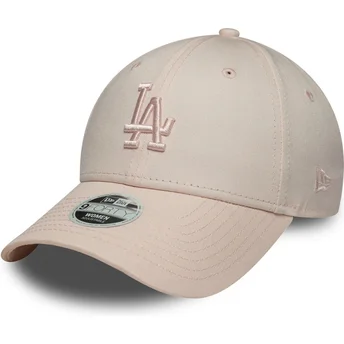 New Era Curved Brim Women Pink Logo 9FORTY League Essential Midi Los Angeles Dodgers MLB Pink Adjustable Cap