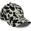 schwarze-und-weisse-verstellbare-curved-cap-fur-damen-9forty-cow-midi-der-new-york-yankees-mlb-von-new-era