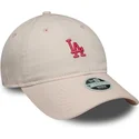 gebogene-rosa-verstellbare-damenkappe-9twenty-washed-mini-der-los-angeles-dodgers-mlb-von-new-era