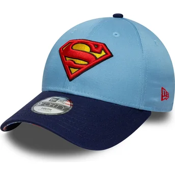 Blaue gebogene verstellbare Kinderkappe 9FORTY von Superman DC Comics von New Era