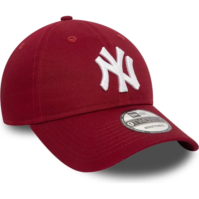 dunkelrote-verstellbare-curved-cap-9twenty-league-essential-der-new-york-yankees-mlb-von-new-era