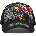 schwarze-trucker-kappe-dragon-and-roses-graphic-von-ed-hardy