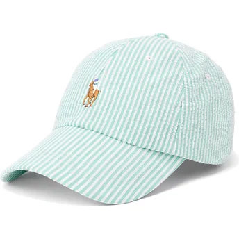 Grüne verstellbare Curved Cap Stretch Seersucker von Polo Ralph Lauren