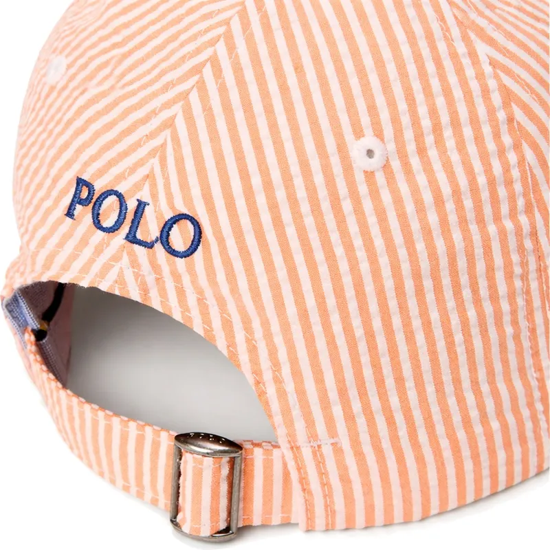 orangefarbene-gebogene-verstellbare-stretch-seersucker-kappe-von-polo-ralph-lauren