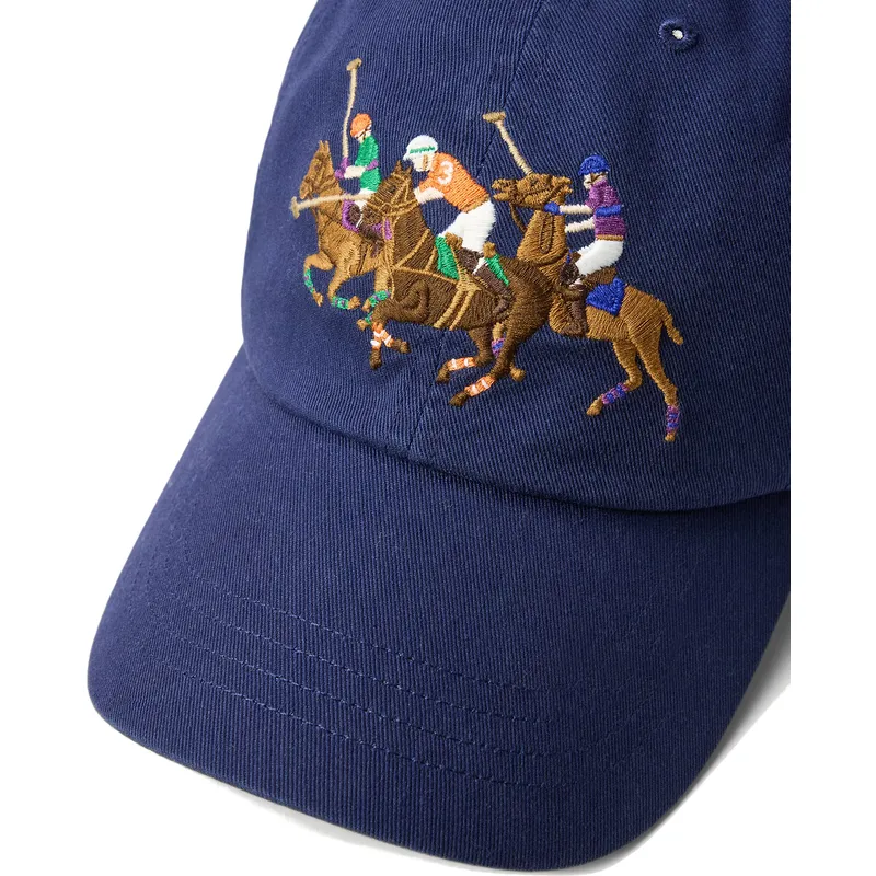 marineblaue-verstellbare-curved-cap-twill-triple-pony-von-polo-ralph-lauren