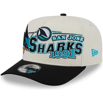 Beige und schwarze gebogene Snapback-Kappe 9FIFTY A Frame Classic der San Jose Sharks NHL von New Era