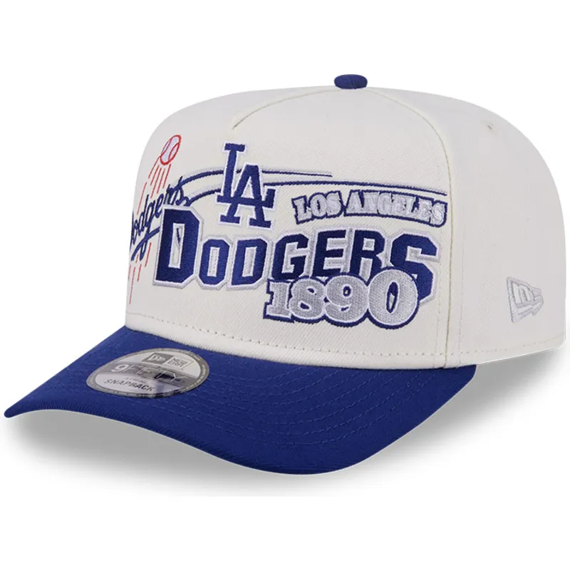beige-und-blaue-gebogene-snapback-kappe-9fifty-a-frame-classic-der-los-angeles-dodgers-mlb-von-new-era