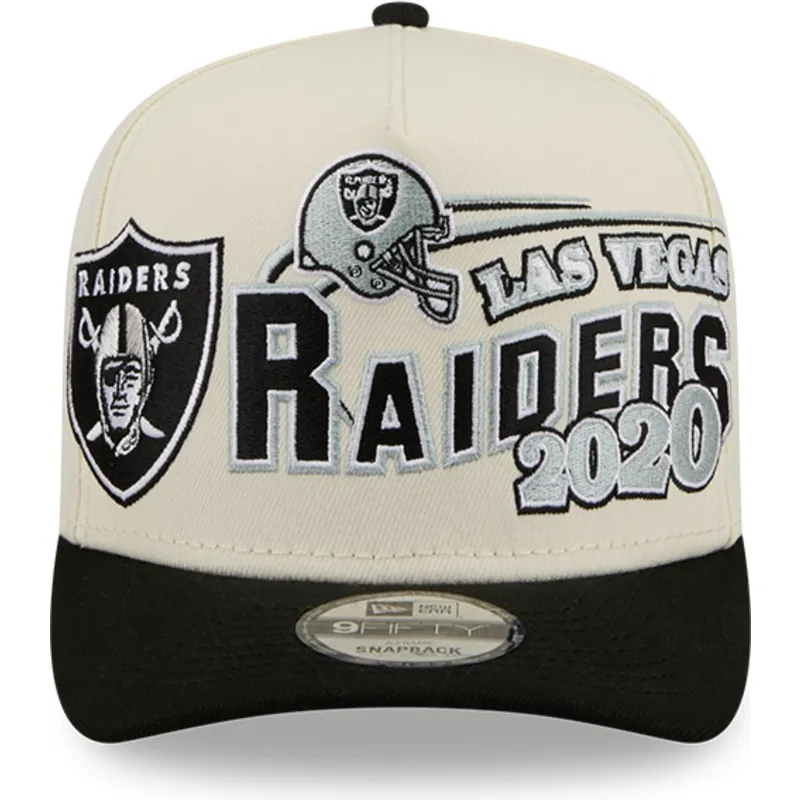 beige-und-schwarze-gebogene-snapback-kappe-9fifty-a-frame-classic-der-las-vegas-raiders-nfl-von-new-era