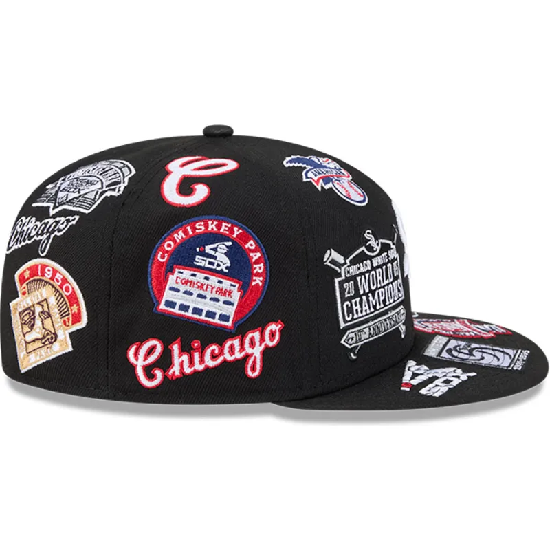 schwarze-enganliegende-59fifty-flat-cap-all-over-logos-der-chicago-white-sox-mlb-von-new-era