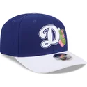 blaue-und-weisse-gebogene-snapback-kappe-9seventy-stretch-snap-flower-der-los-angeles-dodgers-mlb-von-new-era