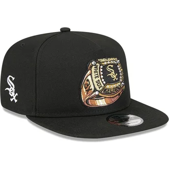 Schwarze flache Snapback-Kappe 9FIFTY A Frame Ring der Chicago White Sox MLB von New Era